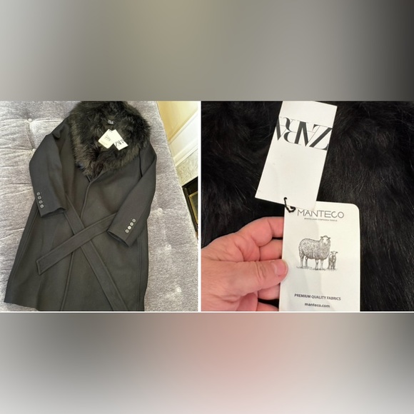 Zara NWT RARE LUXURY RUNWAY WINTER MAXIMALIST MANTECO Faux Fur Collar Wool Coat - Picture 17 of 17